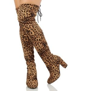 Leopard Over the Knee Heel boot